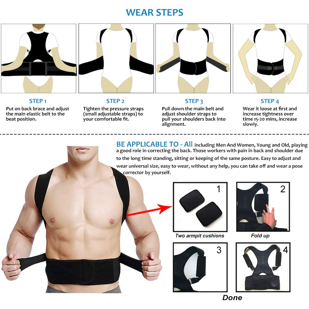 حزام دعم الظهر والكتفين لتصحيح القوام وتخفيف الإجهاد