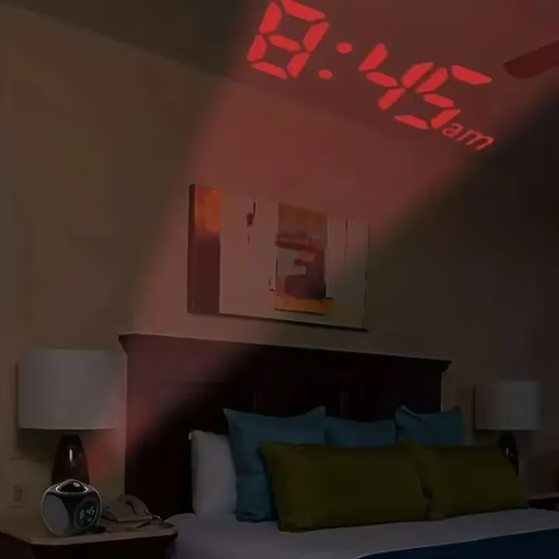 ساعة LCD مكعبة مع منبه وقياس الحرارة