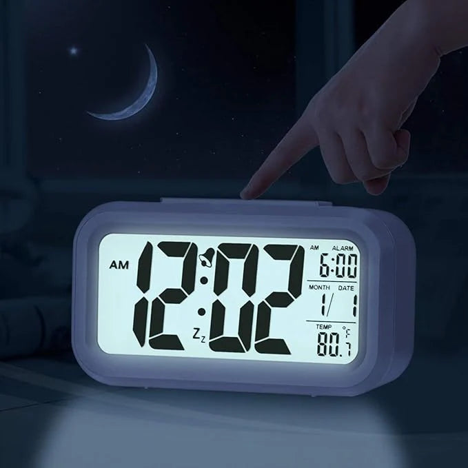 ساعة رقمية LCD مع منبه ودرجة الحرارة والتاريخ