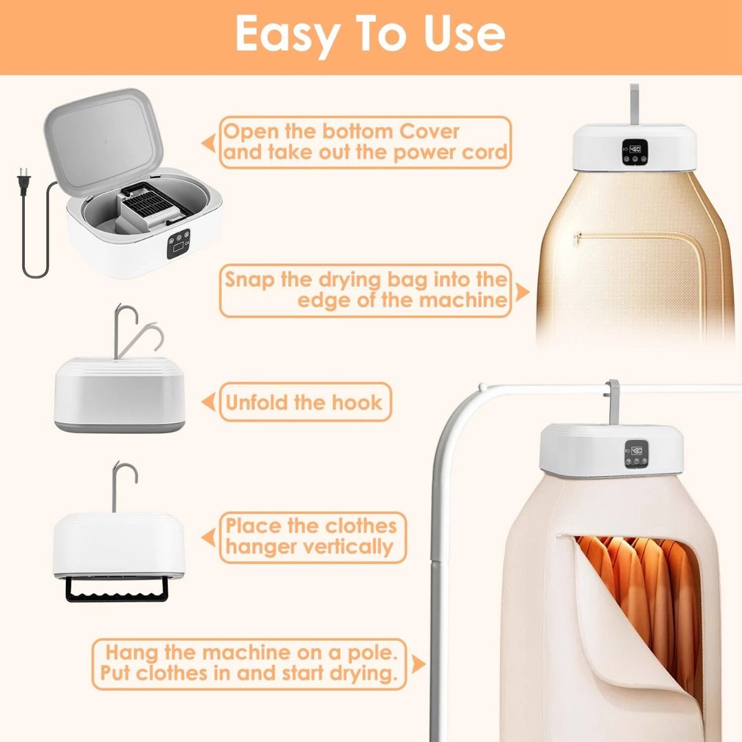 جهاز تجفيف الملابس المحمول من رائق للاستخدام الذكي – Rawiq Smart Portable Clothes Dryer