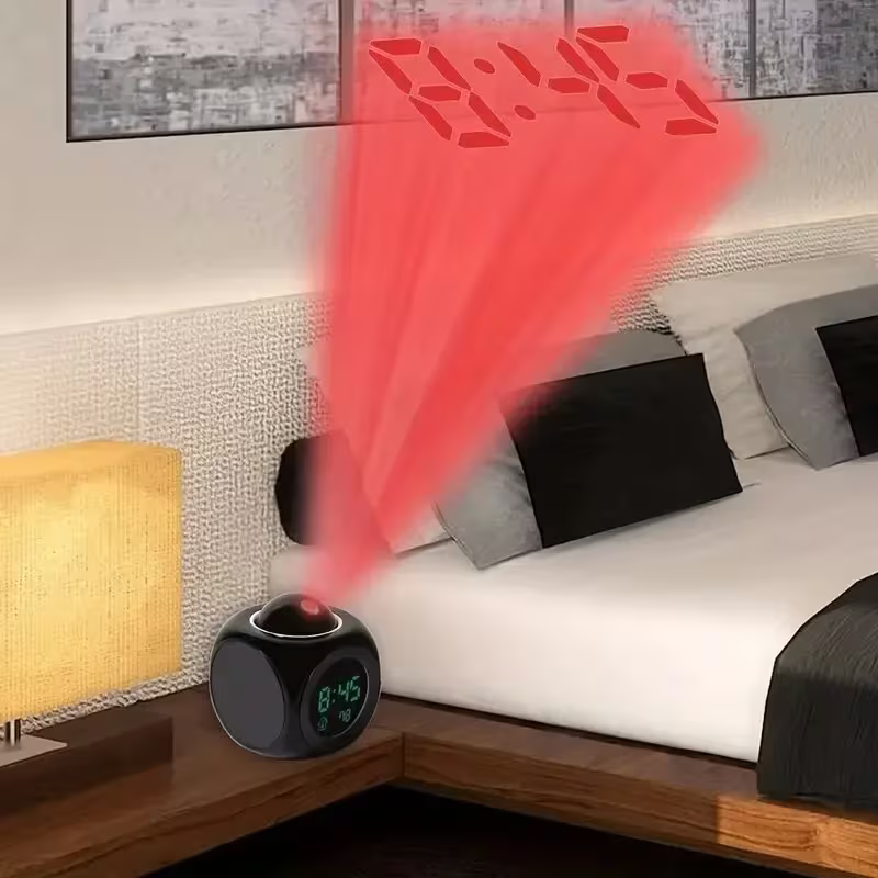 ساعة LCD مكعبة مع منبه وقياس الحرارة